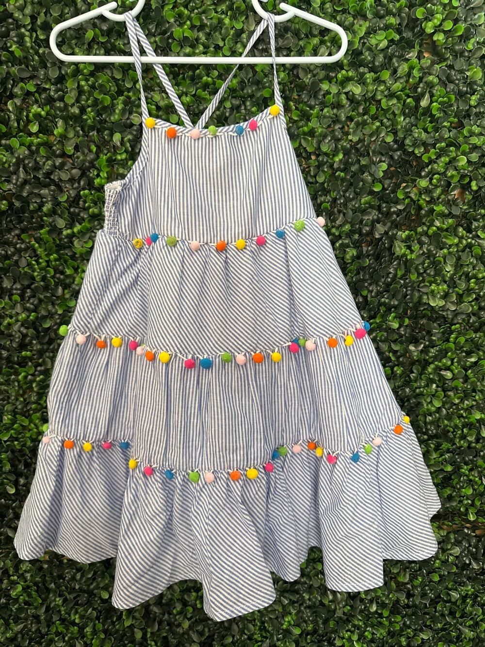 Tommy Bahama, Girls Blue Striped Pom Pom sundress Size 4T
